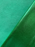 Emerald Green Metallic Natural Grain Chrome-Tanned Cowhide – Metallic Foil Finish, 1.1–1.3 mm (3 oz), ~20 Sq Ft