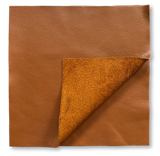 Cognac Brown Natural Grain Deer-Tanned Cowhide –  Full Aniline Finish, 1.1–1.3 mm (3 oz), Pre-Cut Leather Sheets (12" × 12")