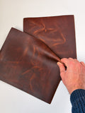 Mocha Crazy Horse Cowhide Leather – Distressed Wax/Oil Finish, 1.8–2.0 mm (4–5 oz), Pre-Cut Leather Sheets (8.5" × 11")