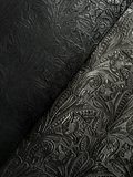Black Large Floral Embossed Cowhide