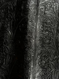 Black Large Floral Embossed Cowhide
