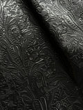 Black Large Floral Embossed Cowhide