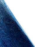Royal Blue Large Floral Embossed Cowhide
