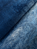 Royal Blue Large Floral Embossed Cowhide