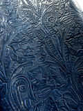 Royal Blue Large Floral Embossed Cowhide