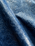 Royal Blue Large Floral Embossed Cowhide