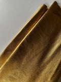 Gold Metallic Natural Grain Chrome-Tanned Cowhide – Metallic Foil Finish, 1.1–1.3 mm (3 oz), ~20 Sq Ft
