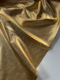 Gold Metallic Natural Grain Chrome-Tanned Cowhide – Metallic Foil Finish, 1.1–1.3 mm (3 oz), ~20 Sq Ft