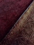 Burgundy Large Floral Embossed Cowhide