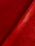 Red Large Floral Embossed Cowhide
