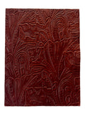 Brandy Large Floral Embossed Cowhide Leather: 8.5" x 11" Pre-Cut Pieces