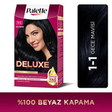 Palette Deluxe Gece Mavisi Hair Dye - Long-Lasting Vibrant Night Blue Hair Color with Nourishing Properties