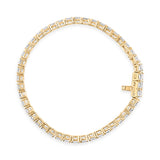 IGI Certified 14K Yellow Gold 18 1/2 Cttw Emerald Cut Lab Grown Diamond Tennis Bracelet