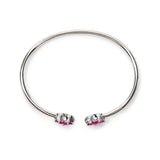 .925 Sterling Silver Ruby with Diamond Accent Floral Flexy Open Bangle Bracelet