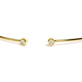 10K Yellow Gold plated Sterling Silver Lab Grown Diamond Accent Bezel Cuff Bangle Bracelet