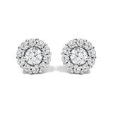 10K White Gold 1 1/2 Cttw Lab Grown Diamond Halo Stud Earrings