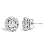 10K White Gold 1 1/2 Cttw Lab Grown Diamond Halo Stud Earrings