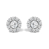 10K White Gold 3.0 Cttw Lab Grown Diamond Halo Stud Earrings