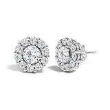 10K White Gold 3.0 Cttw Lab Grown Diamond Halo Stud Earrings