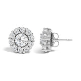 10K White Gold 3.0 Cttw Lab Grown Diamond Halo Stud Earrings