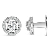 Men's 14K White Gold 1 3/4 Cttw Lab Grown Diamond Halo Cufflink