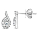 14K White Gold 5/8 Cttw Lab Grown Diamond Tear Drop Halo Stud Earring