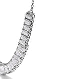 14K White Gold Lab Grown Diamond 5.0 Cttw Emerald Cut Station Necklace