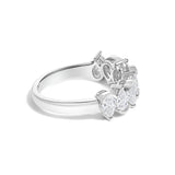 14K White Gold 1 2/3 Cttw Lab Grown Pear Diamond Band Ring Bezel Setting