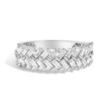 14K White Gold 7/8 Cttw Lab Grown Baguette Weave Design Band Ring