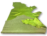 Lime Metallic Natural Grain Chrome-Tanned Cowhide – Metallic Foil Finish, 1.1–1.3 mm (3 oz), ~20 Sq Ft