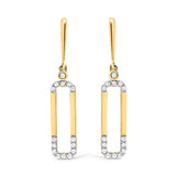 14K Yellow Gold 1/5 Cttw Diamond Paper Clip Dangle Earrings