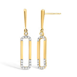 14K Yellow Gold 1/5 Cttw Diamond Paper Clip Dangle Earrings