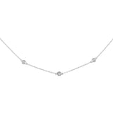 14K White Gold 1/2 Cttw Bezel Set Diamond Station Necklace