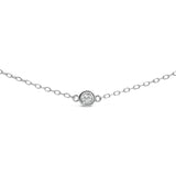 14K White Gold 1/2 Cttw Bezel Set Diamond Station Necklace
