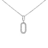 14K White Gold Diamond Accent Paperclip Pendant Necklace