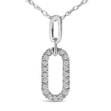 14K White Gold Diamond Accent Paperclip Pendant Necklace