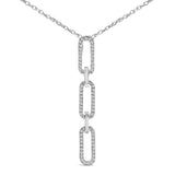 14K White Gold 1/10 Cttw Diamond Triple Paper Clip Pendant Necklace