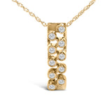 14K Yellow Gold Bezel Set 1/7 Cttw Diamond Vertical Bar Pendant Necklace