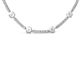 14K White Gold 1.0 Cttw Diamond Flower and Bar Station Necklace