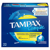 Tampax Compak Regular Tampons with Applicator - 22 Count, Comfortable and Secure Period Protection