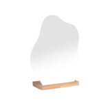 Evcazım Asymmetric Wooden Makeup Mirror - Unique Handmade Decorative Mirror for Home, 13.78 x 11.02 inches