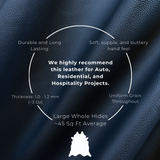 Classic Cowhide – Chrome-Tanned Automotive and Furniture Upholstery Leather, Full Aniline Finish, Top Grain, 1.0–1.2 mm (~3 oz), ~45 Sq Ft Whole Hide