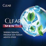 Clear Men 3-in-1 Menthol Refreshing Shampoo, Shower & Face Wash: Combat Dandruff, Cleanse & Invigorate - All In One.