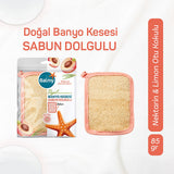 Balmy Nektari Soap-Filled Loofah Bath Sponge: Natural Exfoliating Loofah with Nectarine & Lemongrass - Deep Cleansing, Skin Renewal
