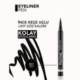 Flormar Matte Black Felt Tip Eyeliner: Intense Pigment, Long Lasting, Precise Liquid Definition - Smudge Proof for Dramatic Eyes