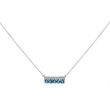 .925 Sterling Silver 1/10 Cttw Diamond and Blue Topaz Gemstone Necklace