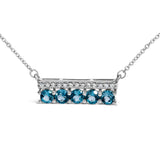 .925 Sterling Silver 1/10 Cttw Diamond and Blue Topaz Gemstone Necklace