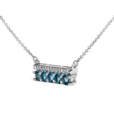 .925 Sterling Silver 1/10 Cttw Diamond and Blue Topaz Gemstone Necklace