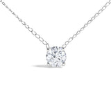 14K White Gold Floating 1/2 Cttw Lab Grown Diamond Solitaire Pendant Necklace - 18" Inches