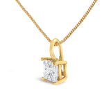 14K Yellow Gold 1/2 Cttw Lab Grown Princess Diamond Solitaire Pendant Necklace